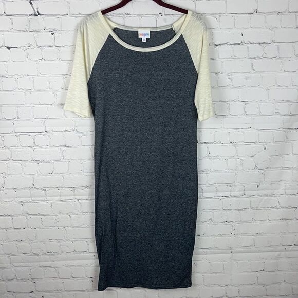 LuLaRoe Julia Dress - Gray and Cream - Picture 1 of 3